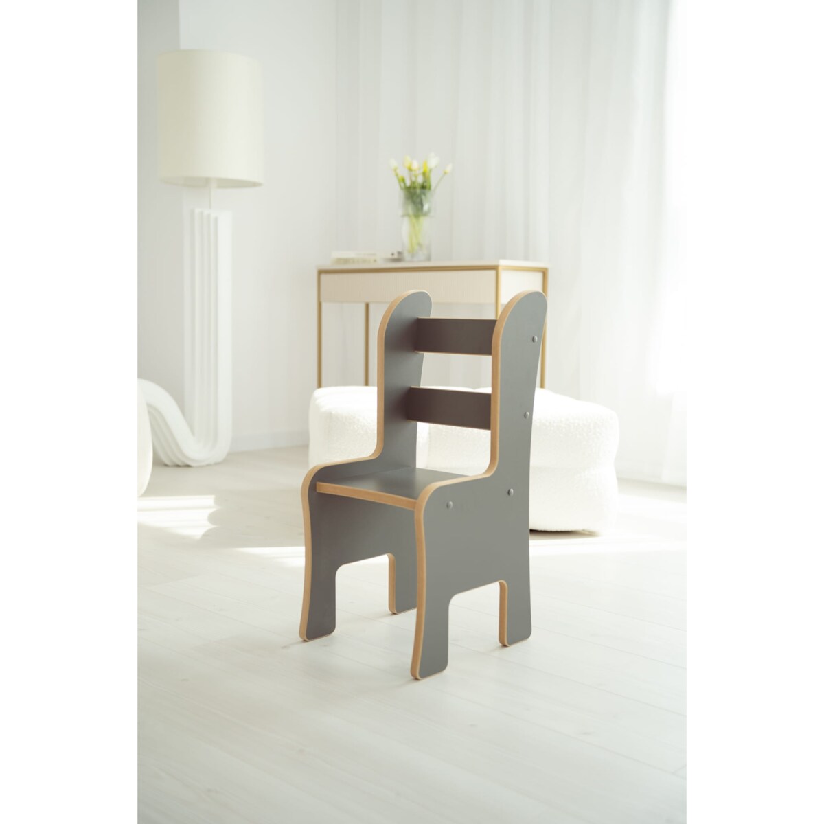 Krzesełko dla dziecka Z IMIENIEM - szare