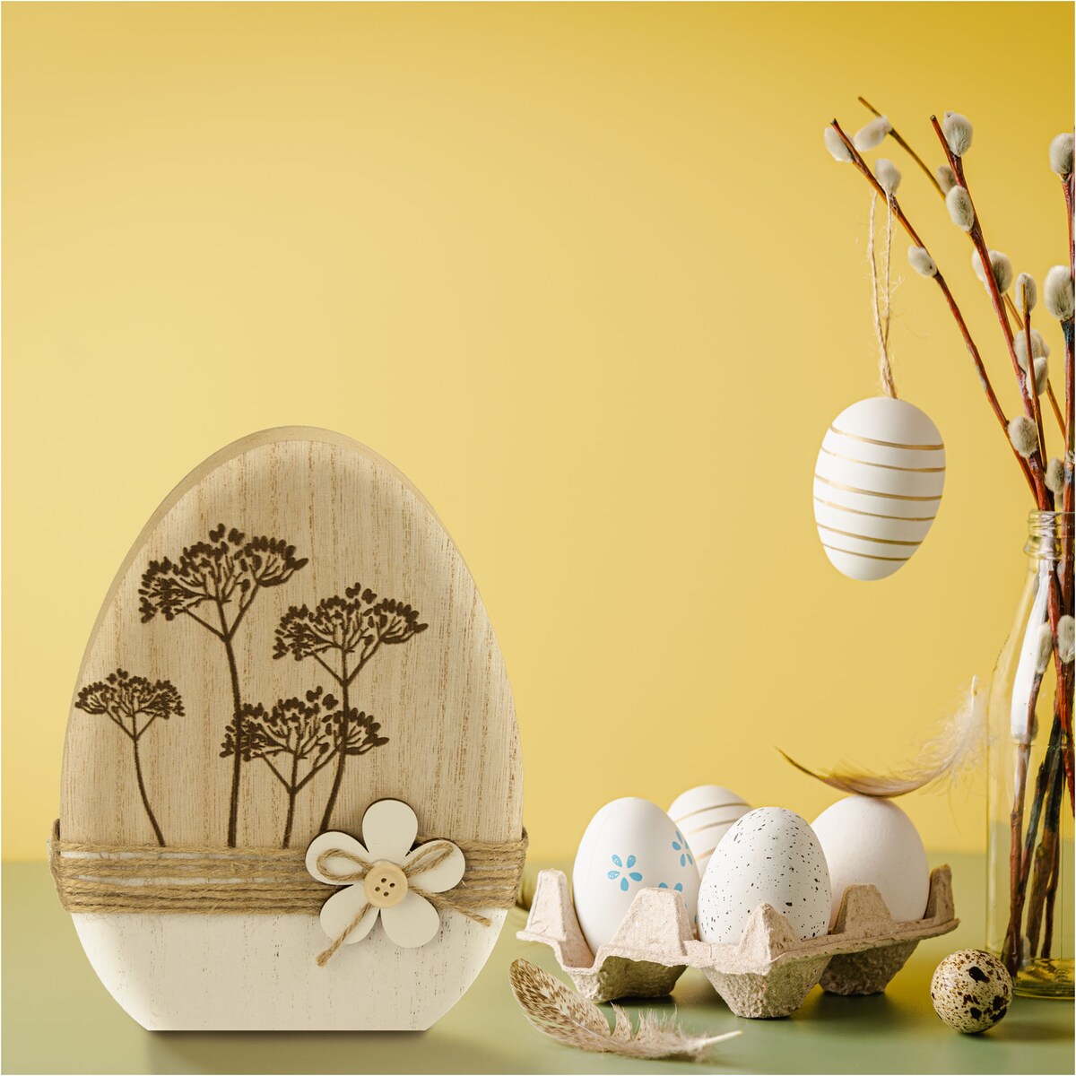 Ozdoba Jajko Wielkanocne 20 Cm Dekoracja Pisanka Na Stół Drewniane Koper