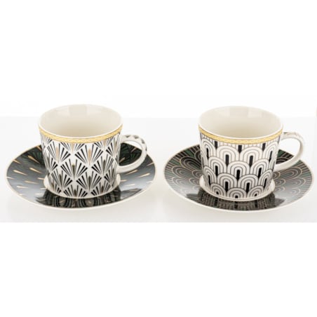 Komplet 2 filiżanek porcelanowych 220 ml ze spodeczkiem DIVERSO