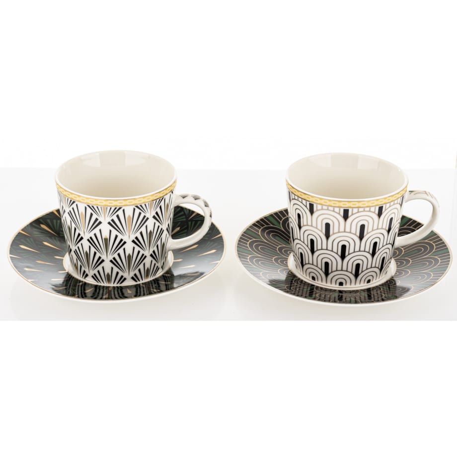 Komplet 2 filiżanek porcelanowych 220 ml ze spodeczkiem DIVERSO