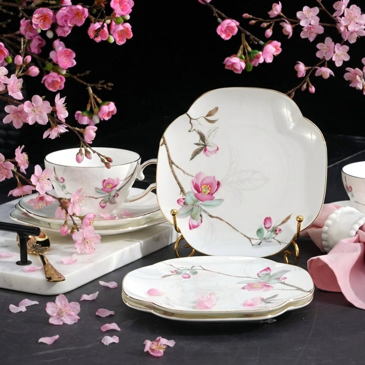 VILLA ITALIA Talerzyk deserowy porcelanowy 16,5 x 16,5 cm SPIRIT of JAPAN