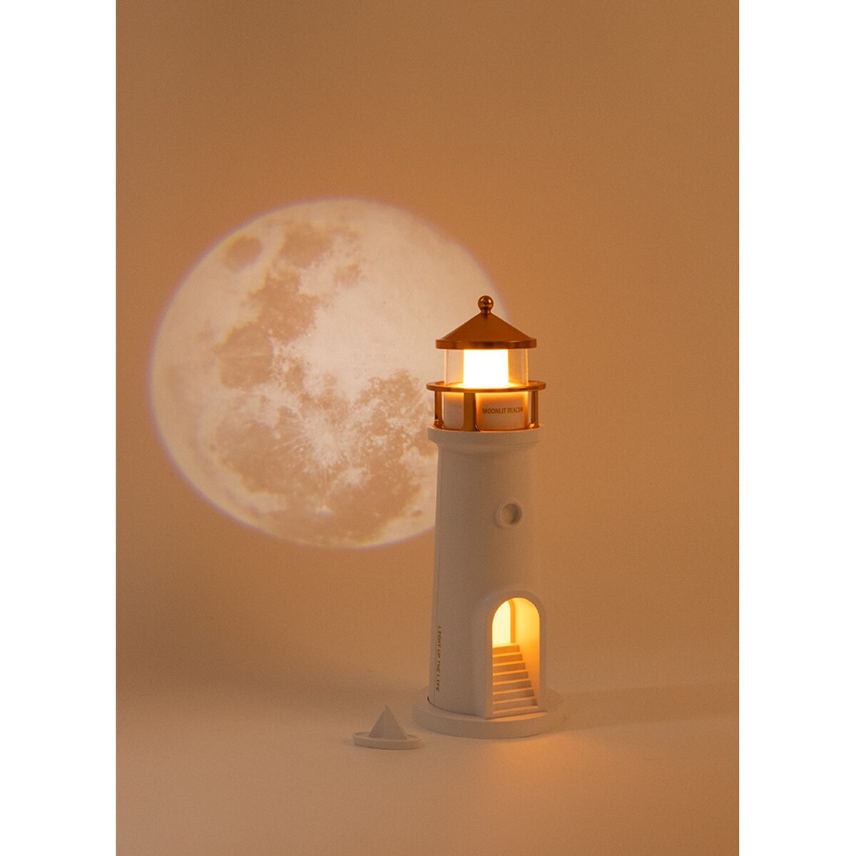 Lampka nocna z projektorem księżyc SHP LIGHTHOUSE biało-złota