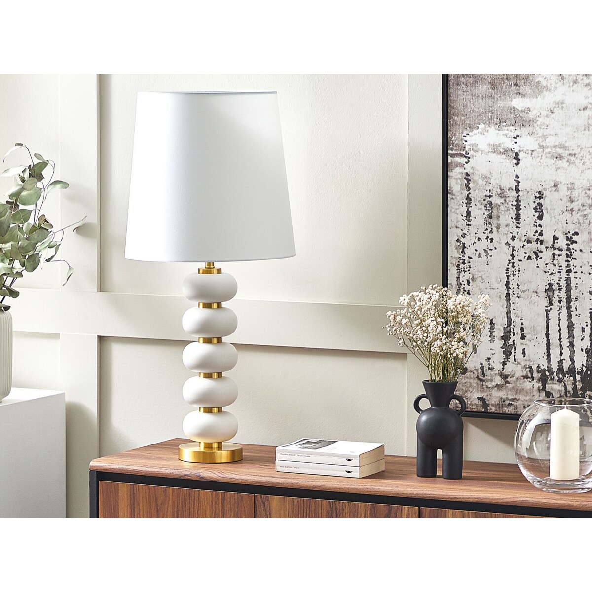Lampa stołowa biała ze złotym FRIO
