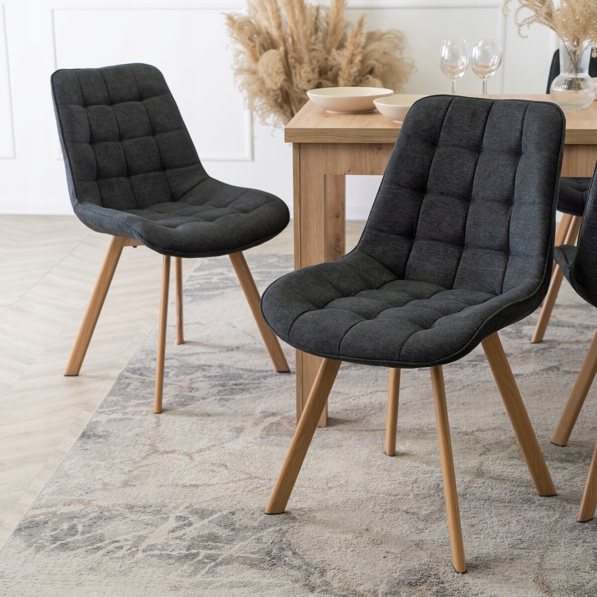 Krzesło Tapicerowane Kuchenne Czarne Do Salonu Jadalni Skandynawski KATHY