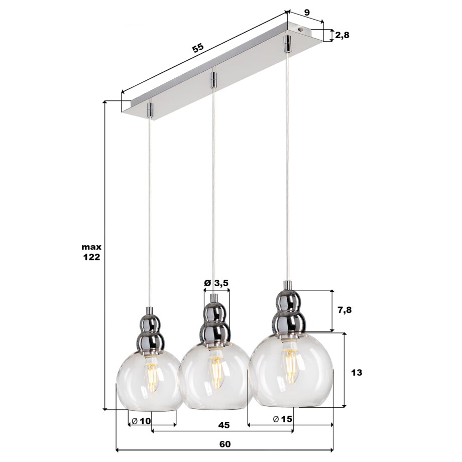 Skandynawska lampa wisząca Akso przydymiona przezroczysta