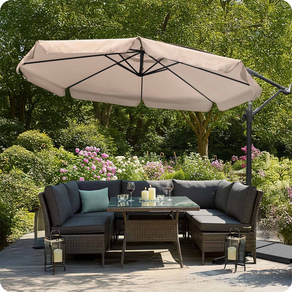 Parasol ogrodowy z wysięgnikiem pokrowiec 8 segmentów ø 350cm Plonos