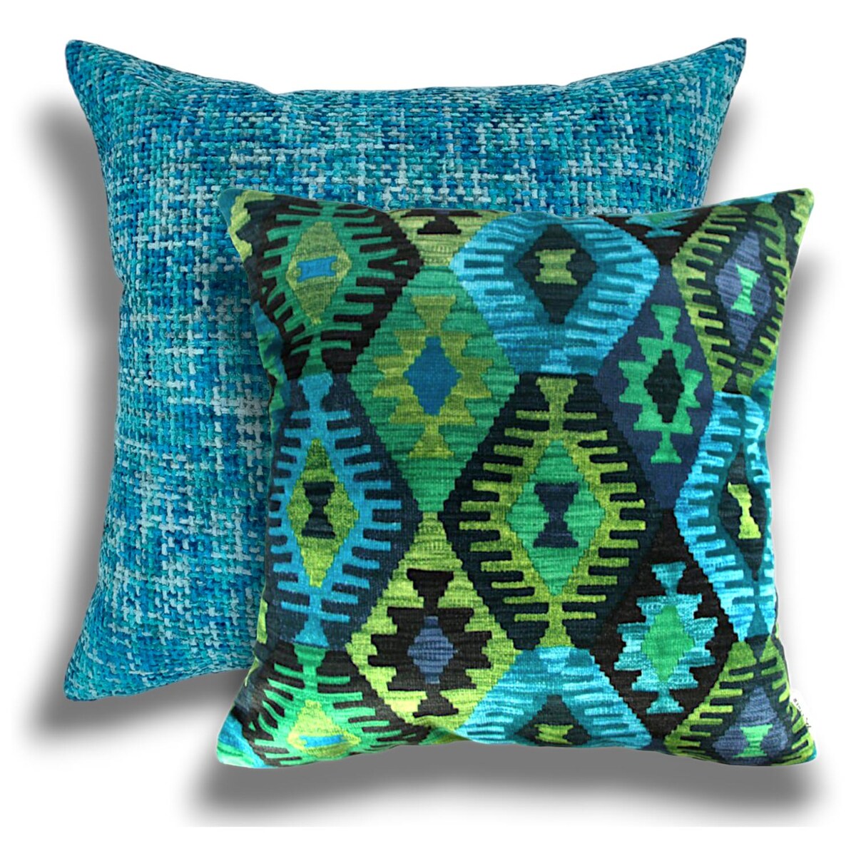 Turkusowy komplet dwóch poduszek dekoracyjnych Stella - Aztek Boho