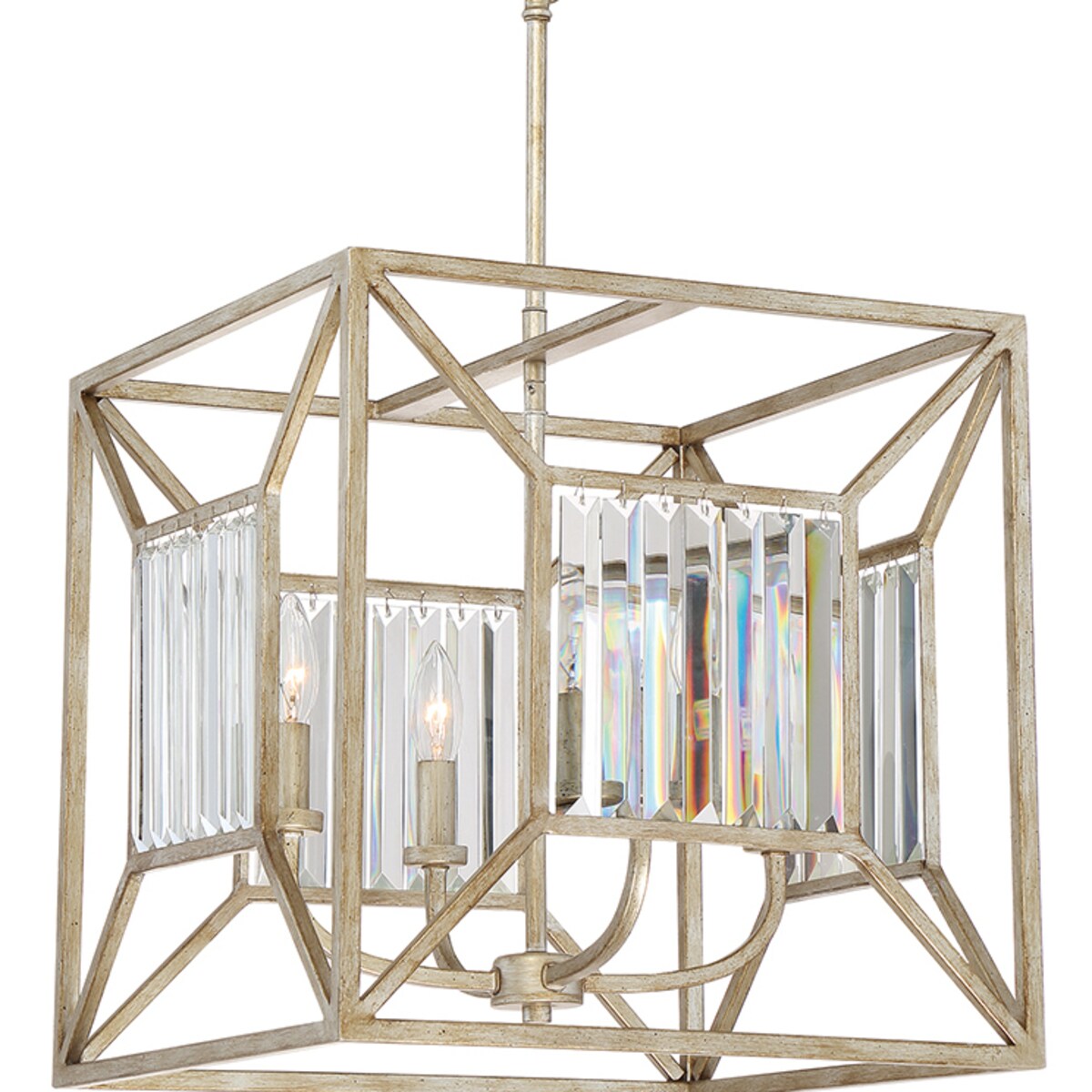 Eklektyczna LAMPA wisząca QZ-LAKESIDE4-P-B Elstead QUOIZEL metalowa OPRAWA zwis klatka na łańcuchu złoty przezroczysty