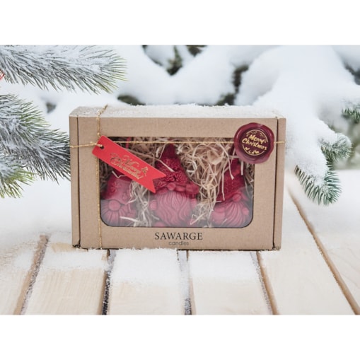 Świece sojowe świąteczny zestaw prezentowy 3 skrzaty czerwone