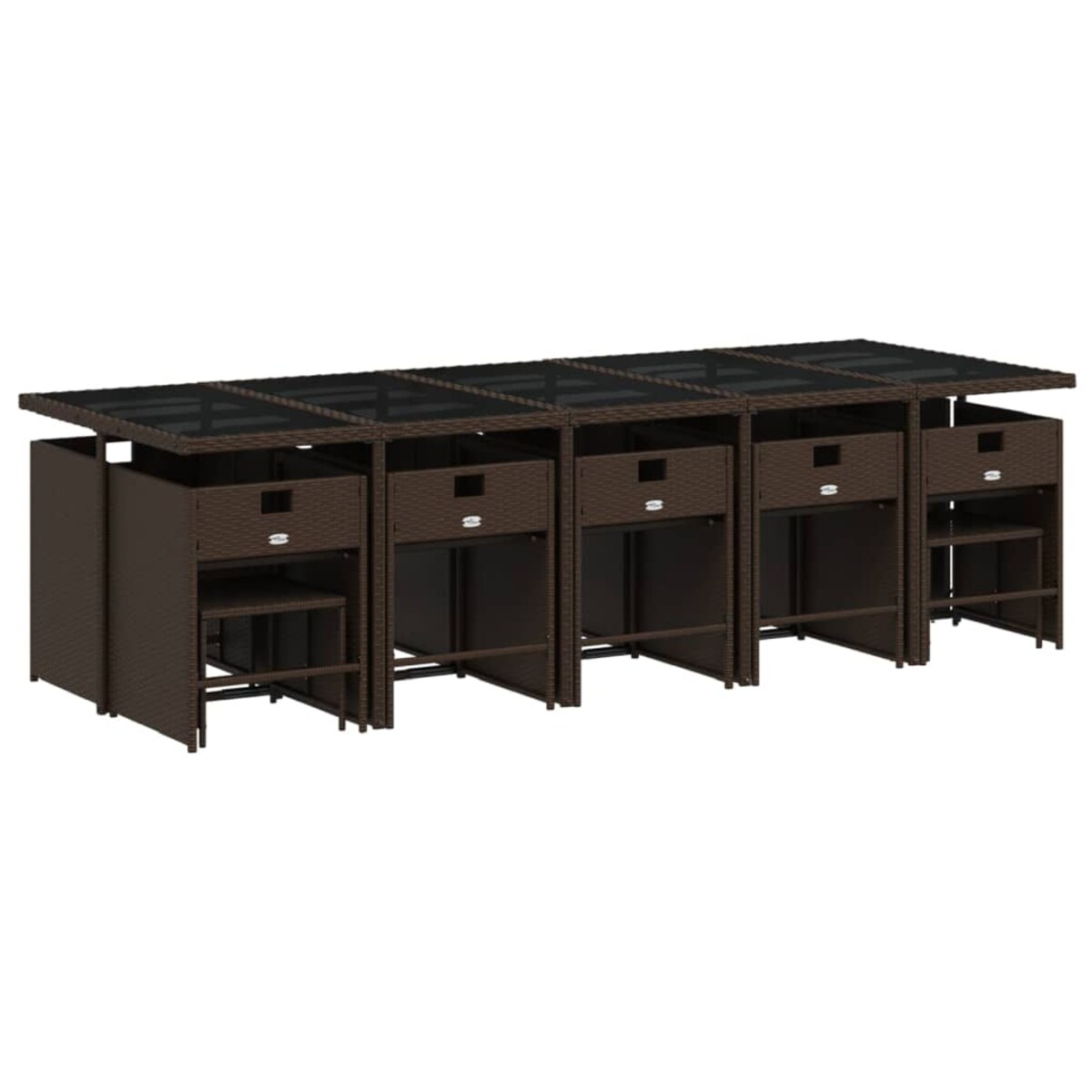 vidaXL 15-cz. zestaw mebli ogrodowych z poduszkami, brązowy, rattan PE