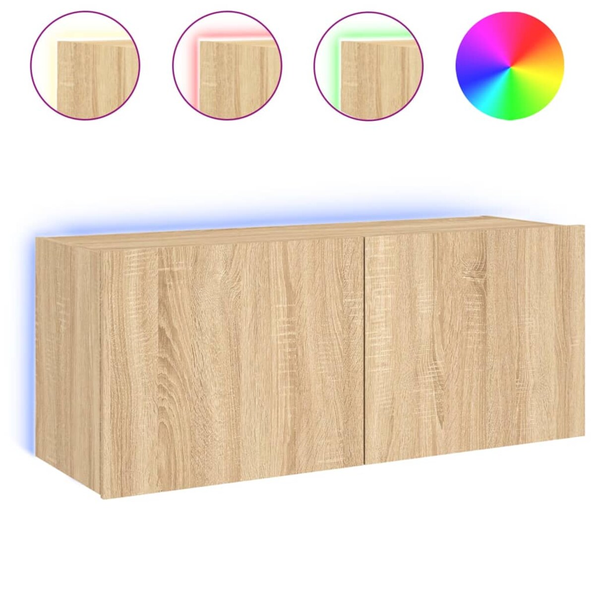 vidaXL Ścienna szafka TV z LED, dąb sonoma, 100x35x41 cm