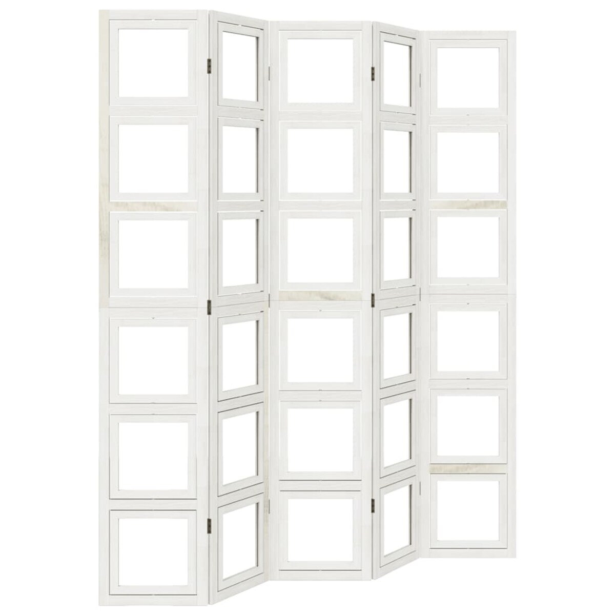 vidaXL Parawan pokojowy, 5-panelowy, biały, lite drewno paulowni