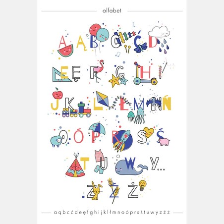 Plakat dla dzieci Alfabet kolorowy 50x70