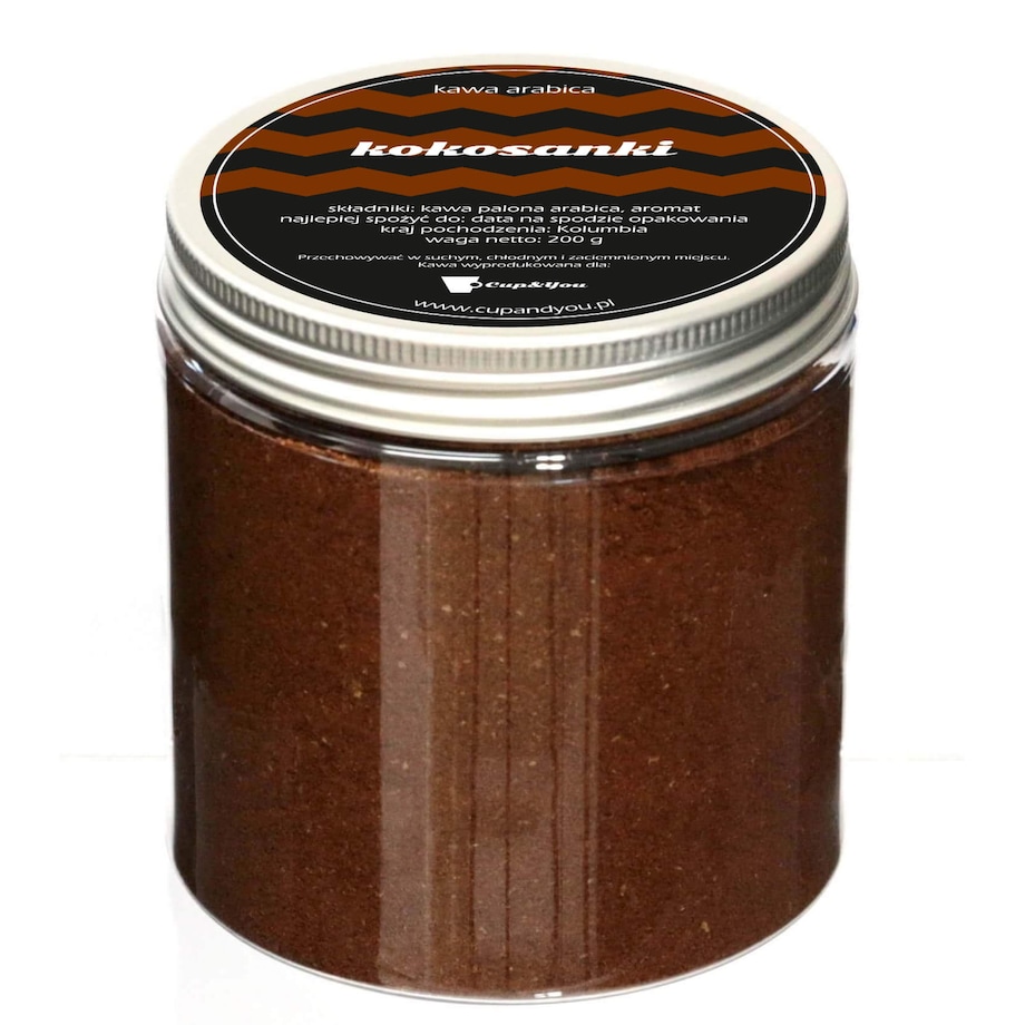 Kawa aromatyzowana świeżo MIELONA smak KOKOSANKI ARABICA Cup&You 200g na prezent upominek dla kobiety mężczyzny faceta mamy taty żony męża