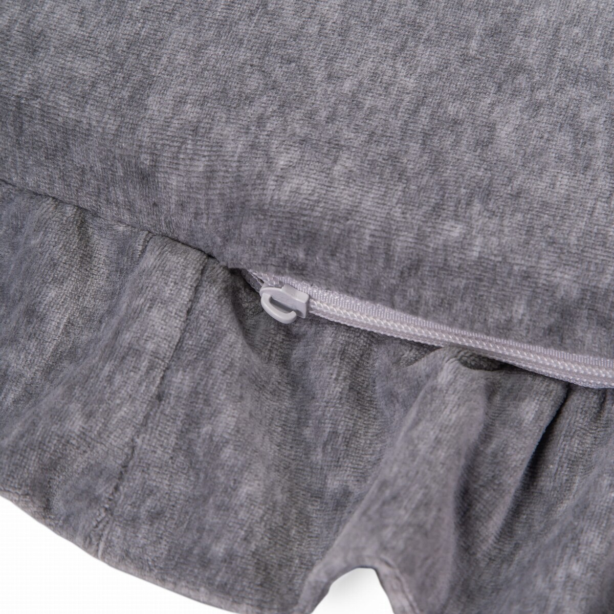 Mata Okrągła z Falbanką 100x100cm dla Dzieci, Welurowa, Jasnoszara