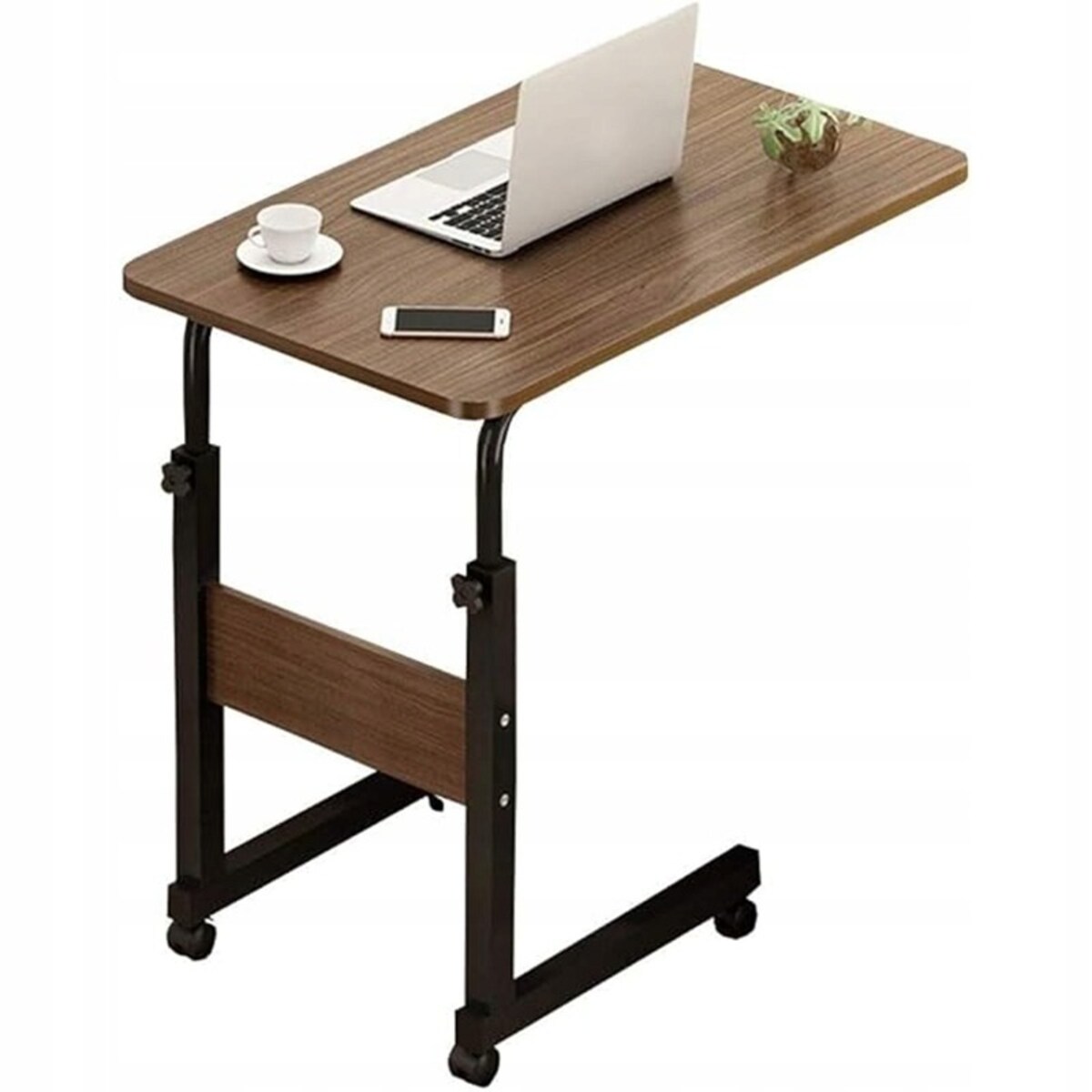 Stolik na kółkach mobilne biurko przyłóżkowe regulowana wysokość