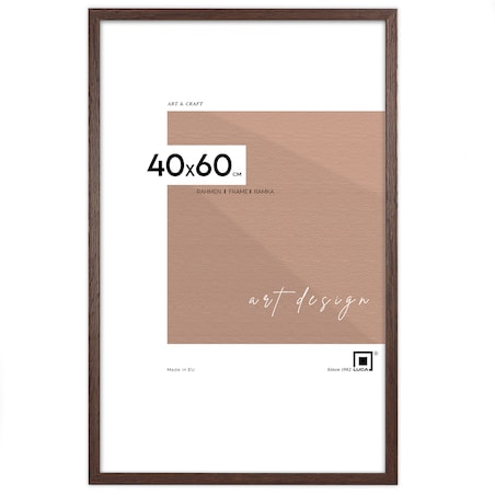 Ramka na zdjęcia 40x60 cm brązowa ciemna wisząca poziom pion rama MDF z plexi klasyczna ramka prostokątna