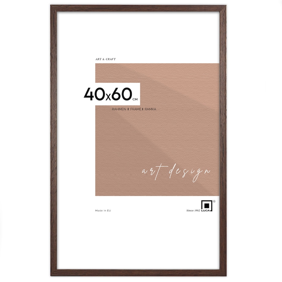 Ramka na zdjęcia 40x60 cm brązowa ciemna wisząca poziom pion rama MDF z plexi klasyczna ramka prostokątna