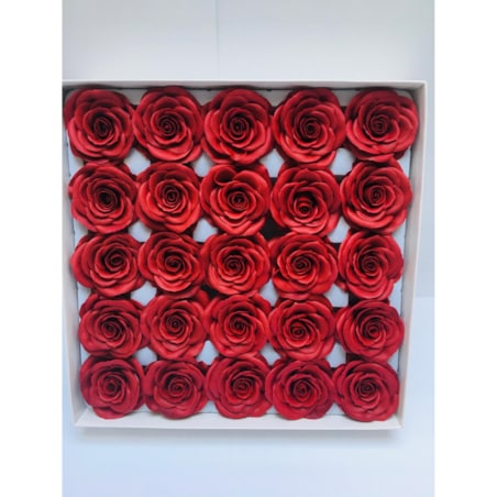 FLOWER BOX pudełko KWIATY MYDLANE róża czerwona jak żywa 25szt prezent
