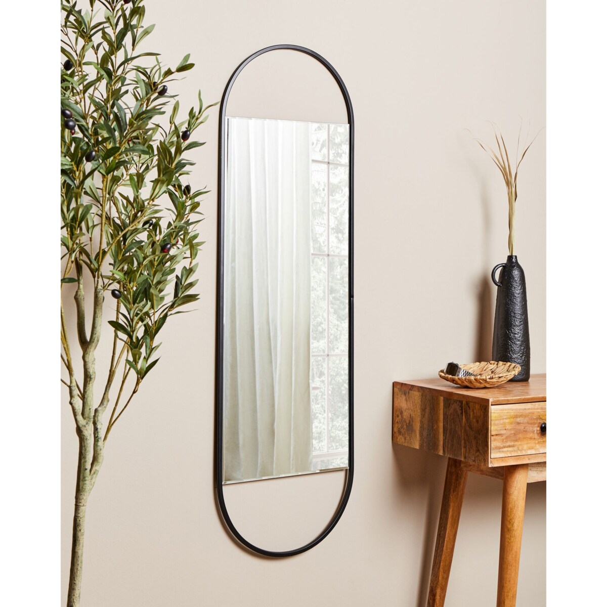 Metalowe lustro ścienne 40 x 120 cm czarne VALLERY