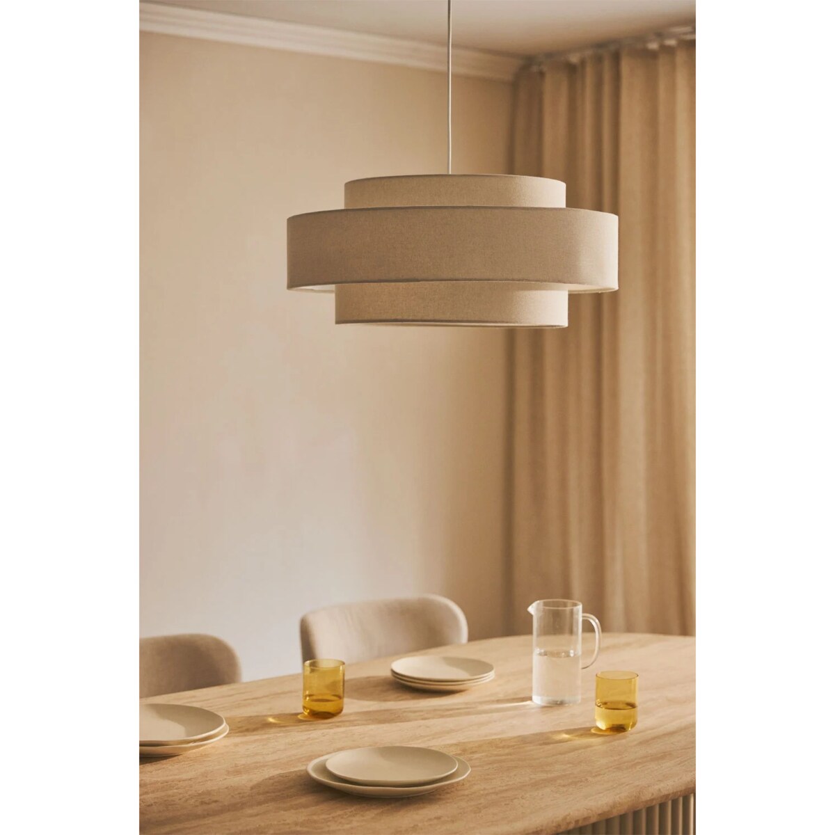 Lampa wisząca z tkaniny Lumira Ø55 cm, beżowa