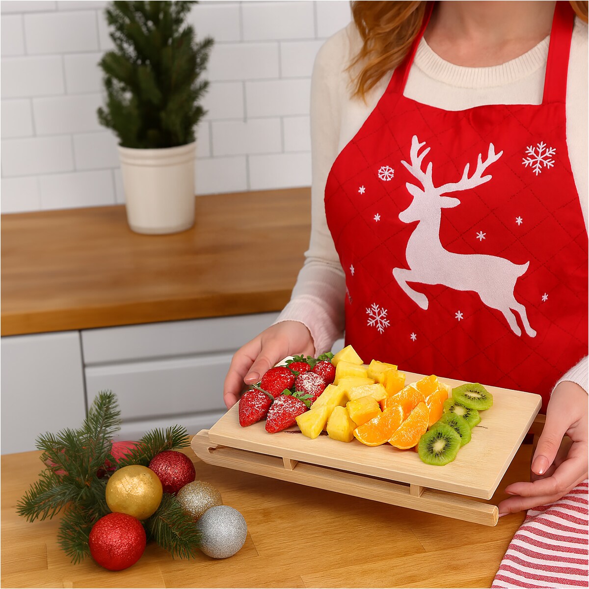 Deska Do Serwowania Świąteczna Na Boże Narodzenie Bambusowa Sanie Mikołaja