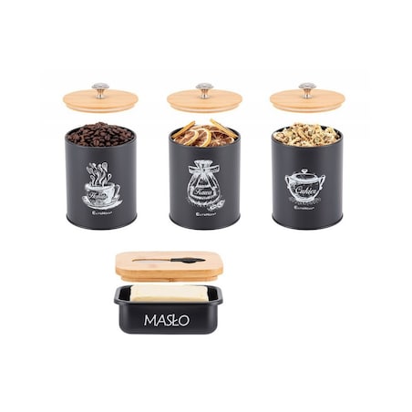 Elitehoff zestaw 3 pojemników kuchennych i maselniczka 49315