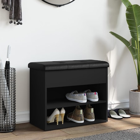 vidaXL Ławka na buty, czarna, 62x32x50 cm, materiał drewnopochodny