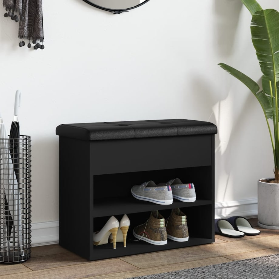 vidaXL Ławka na buty, czarna, 62x32x50 cm, materiał drewnopochodny