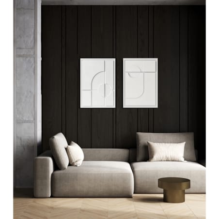 Zestaw 2 Obrazy 3D 35x50cm Geometric – Dekoracje ścienne z Tynku Naturalnego, Bianco, Minimalistyczne Reliefy