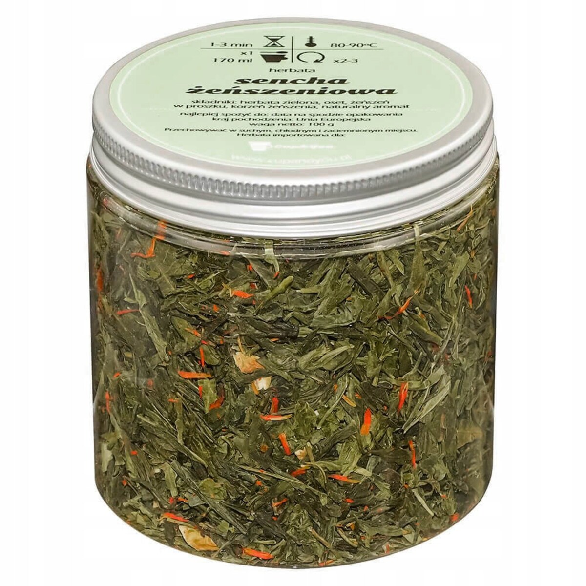 Herbata zielona SENCHA ŻEŃSZENIOWA o smaku żeń-szenia z nutą grejpfruta - herbata liściasta sypana mieszanka napar susz - gotowa na prezent upominek