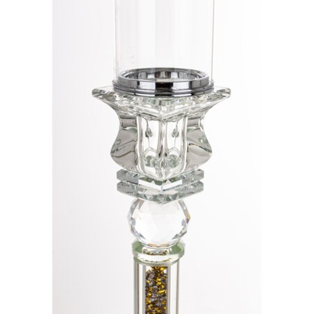 Świecznik szklany na 1 świecę z kloszem 70x9x9 cm RURKA złoty mini