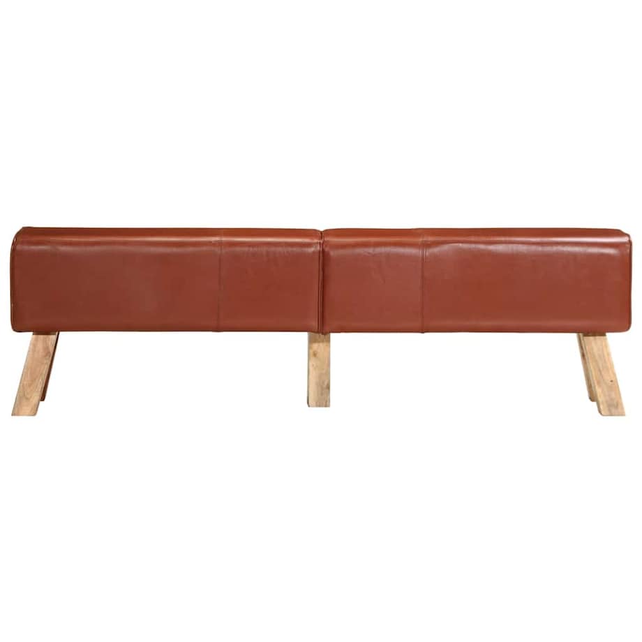 vidaXL Ławeczka gimnastyczna, brązowa, 160 cm, skóra naturalna