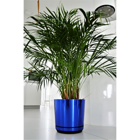 32 cm wzór NIEBIESKI BŁYSZCZĄCY Doniczka z podstawką glamour wysoki połysk do wrzosów lawendy storczyków krokusów orchidei chabrowa kobalt szafirowa błękit paryski królewski duża donica