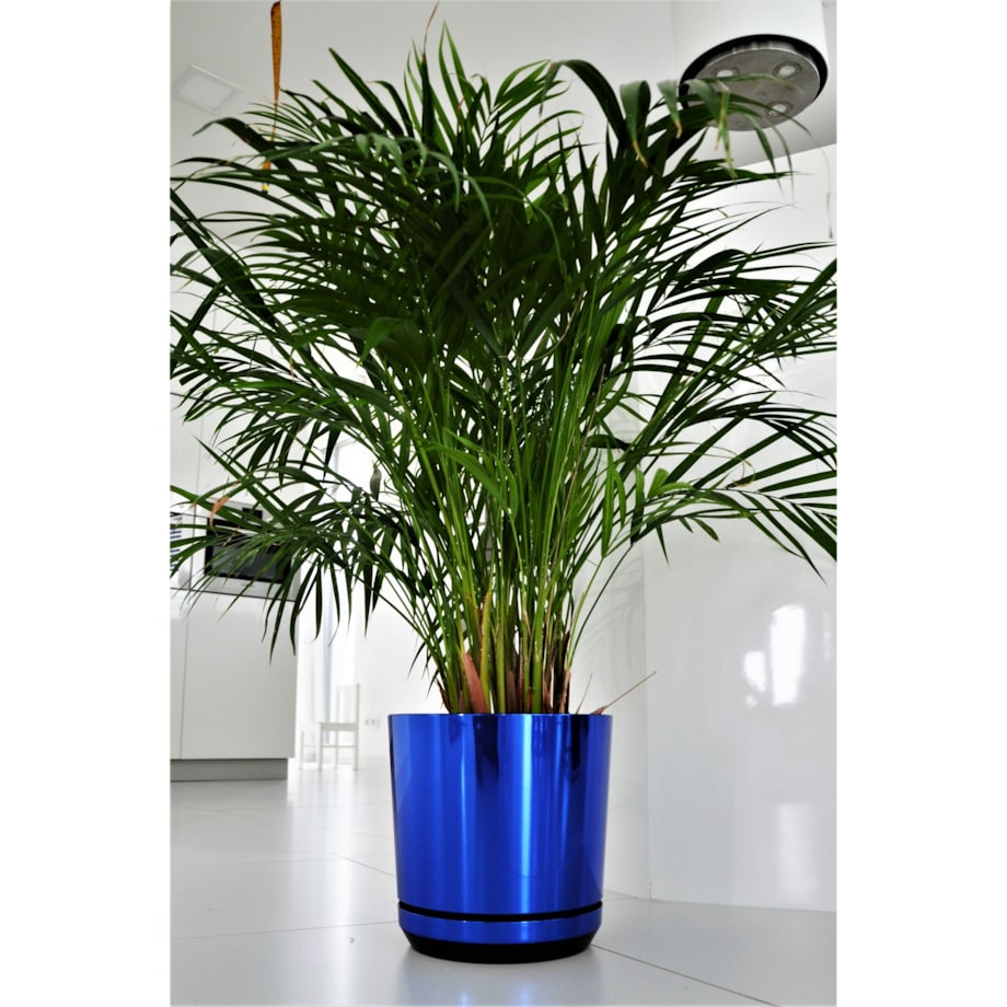 32 cm wzór NIEBIESKI BŁYSZCZĄCY Doniczka z podstawką glamour wysoki połysk do wrzosów lawendy storczyków krokusów orchidei chabrowa kobalt szafirowa błękit paryski królewski duża donica
