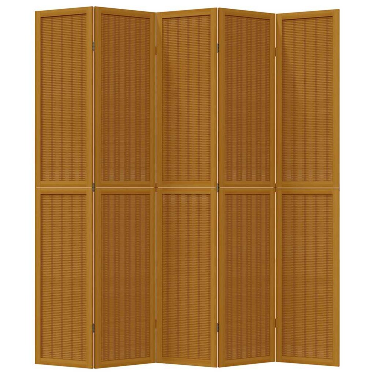 vidaXL Parawan pokojowy, 5-panelowy, brązowy, lite drewno paulowni