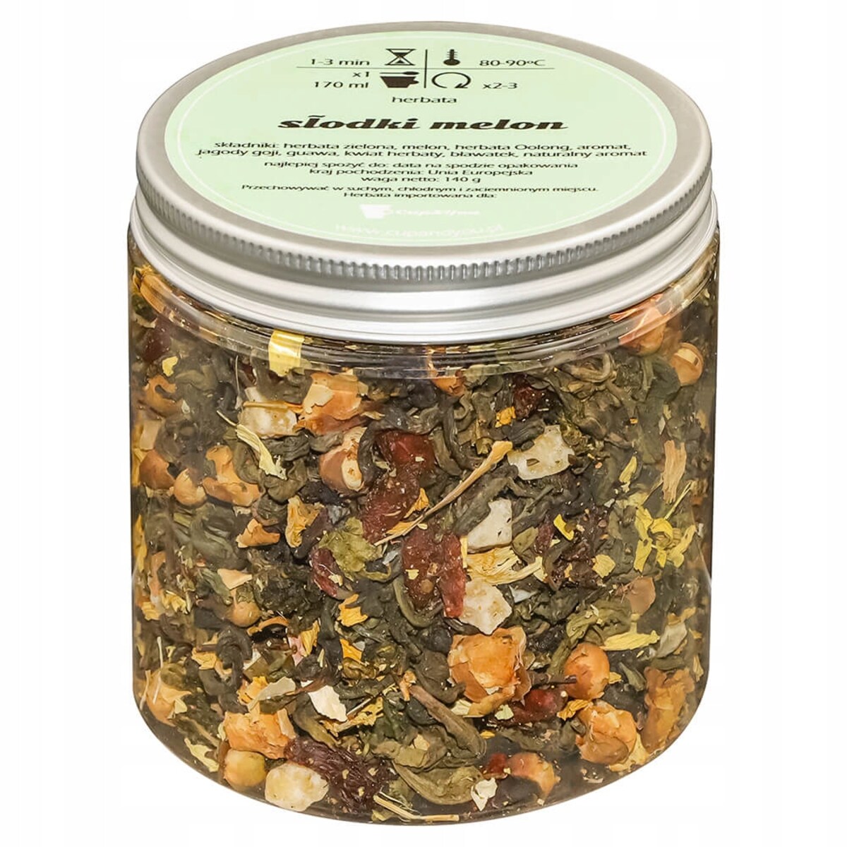 Herbata zielona sypana SŁODKI MELON o smaku egzotycznego melona PREMIUM - herbata liściasta sypana mieszanka napar susz - gotowa na prezent upominek