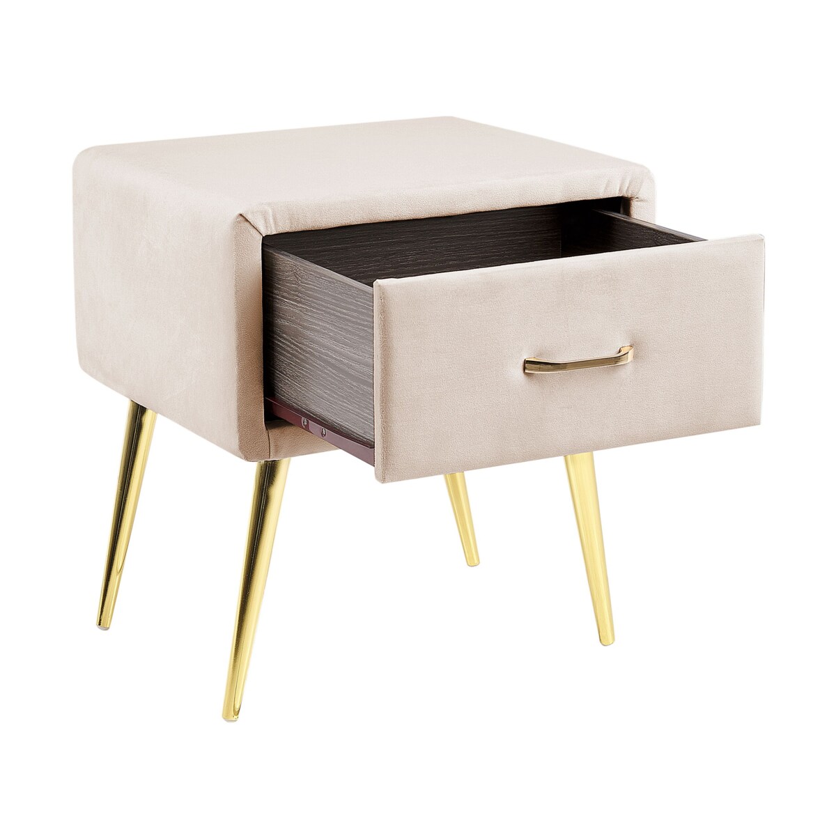 Szafka nocna welurowa jasnobeżowa FLAYAT