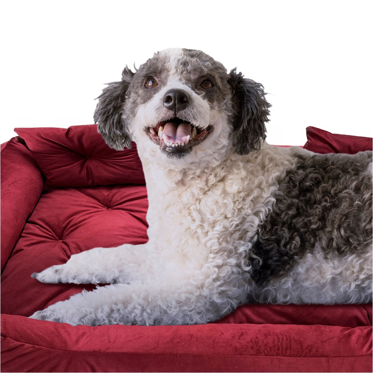 Legowisko Dla Psa Kanapa Posłanie Welurowe 70X60 Cm Pikowane Prestiżowe Czerwone