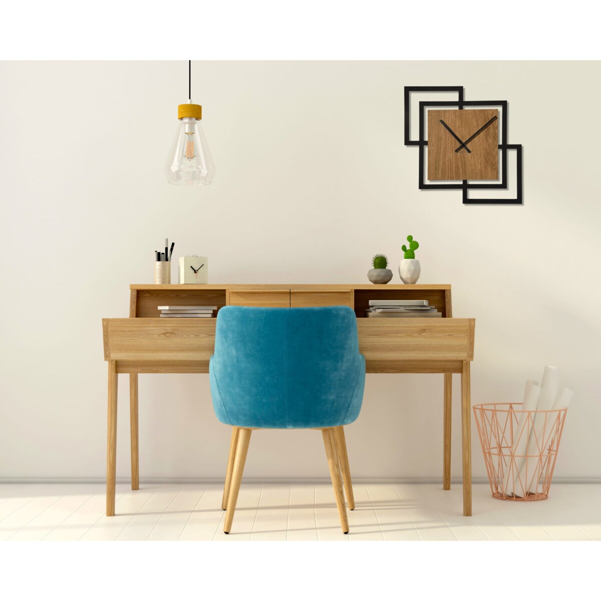 Zegar ścienny Squares 40cm czarny drewniany