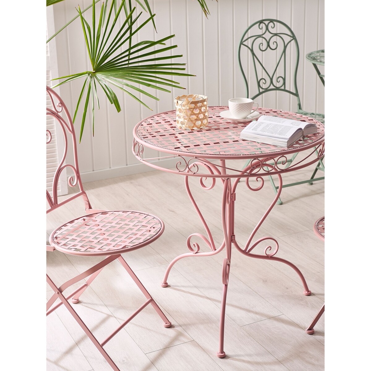 Krzesło ogrodowe Zestaw 2 Metal Różowy ALBINIA