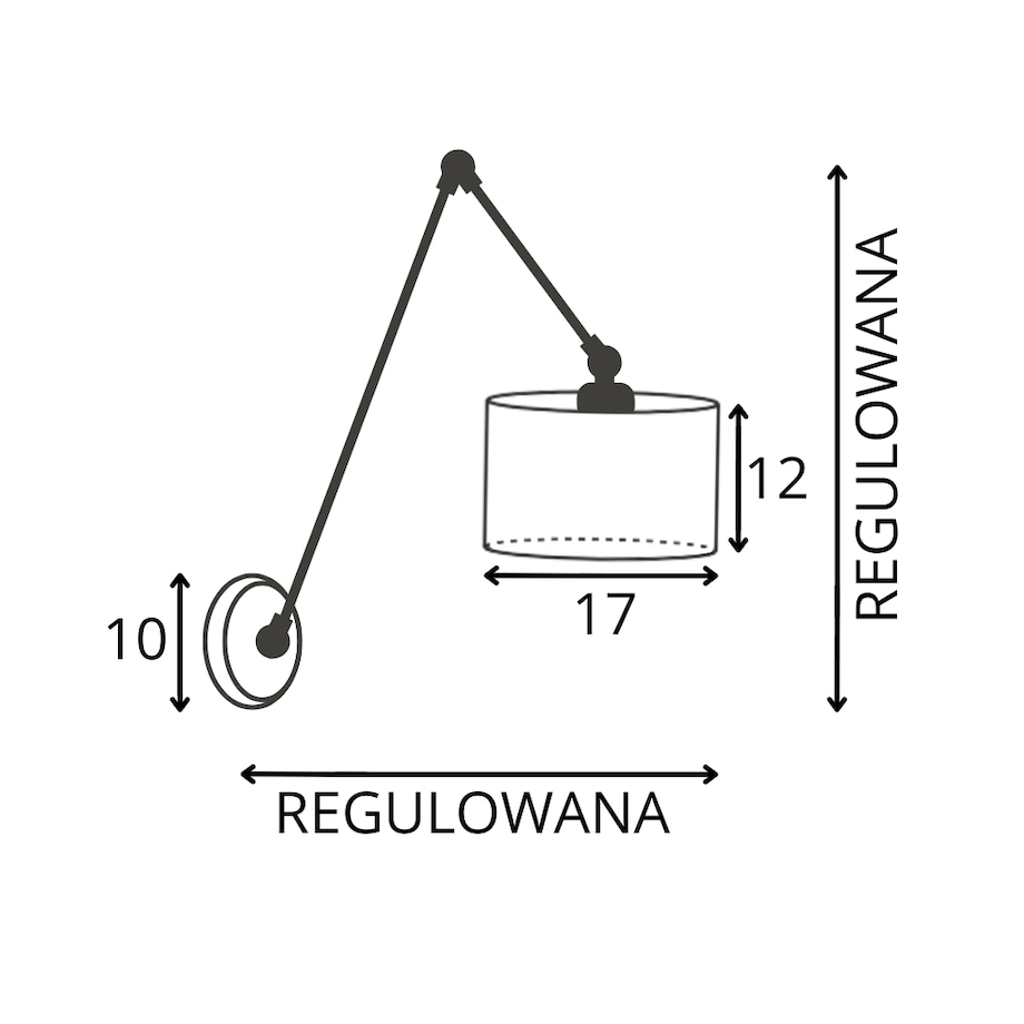 Kinkiet przegubowy lampa ścienna lampa na ścianę regulowany z abażurem walec SOUL II