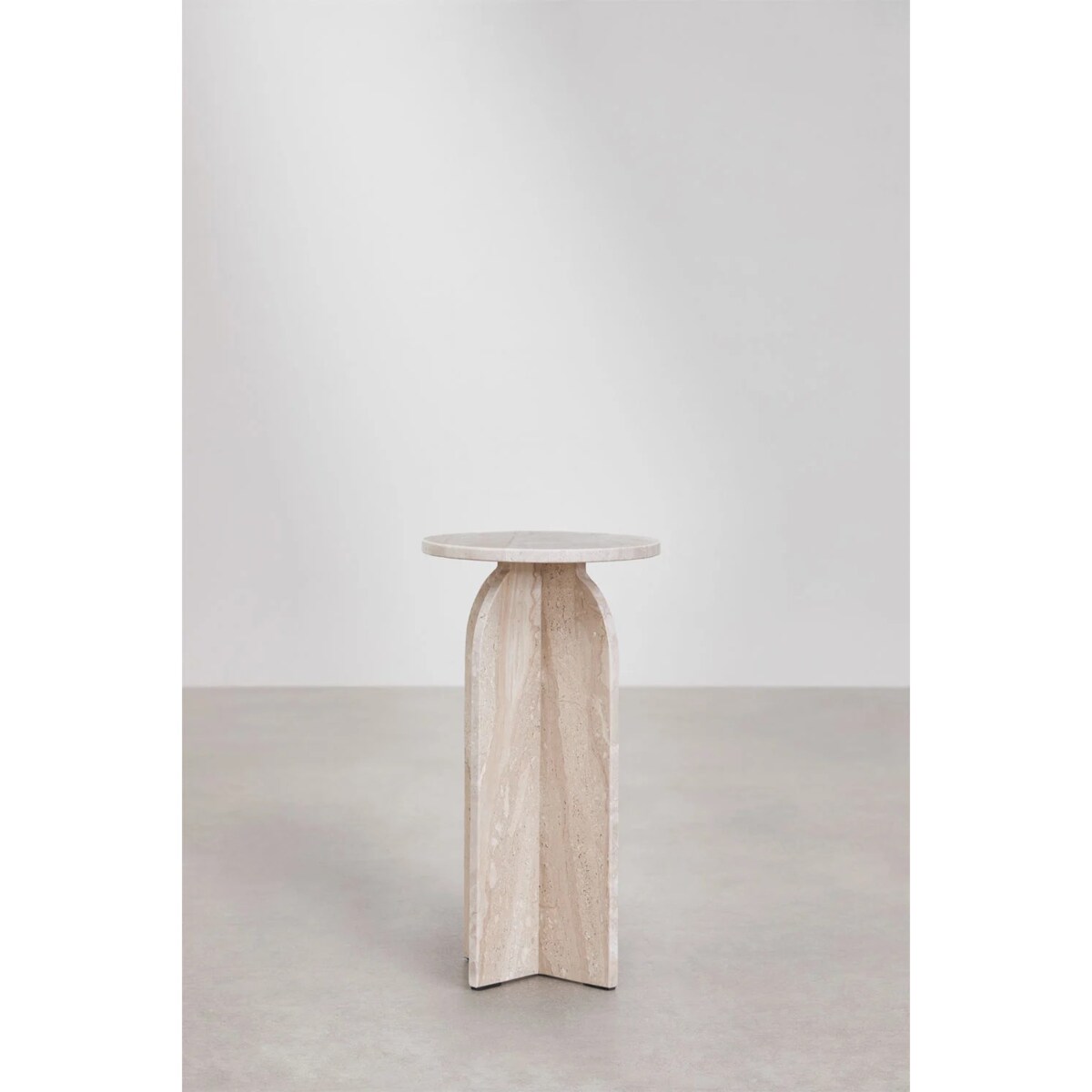 Okrągły stolik pomocniczy Ø30 cm z marmuru Graham kremowo-beżowy