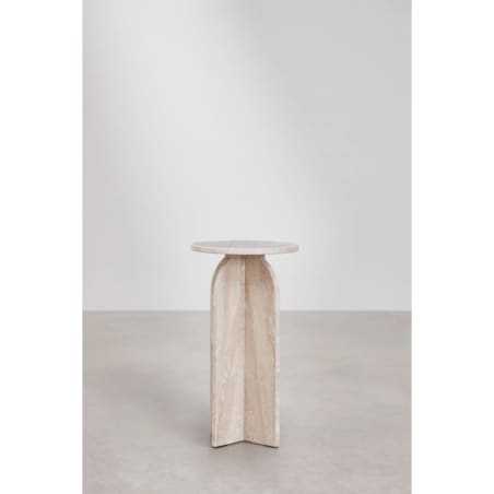 Okrągły stolik pomocniczy Ø30 cm z marmuru Graham kremowo-beżowy