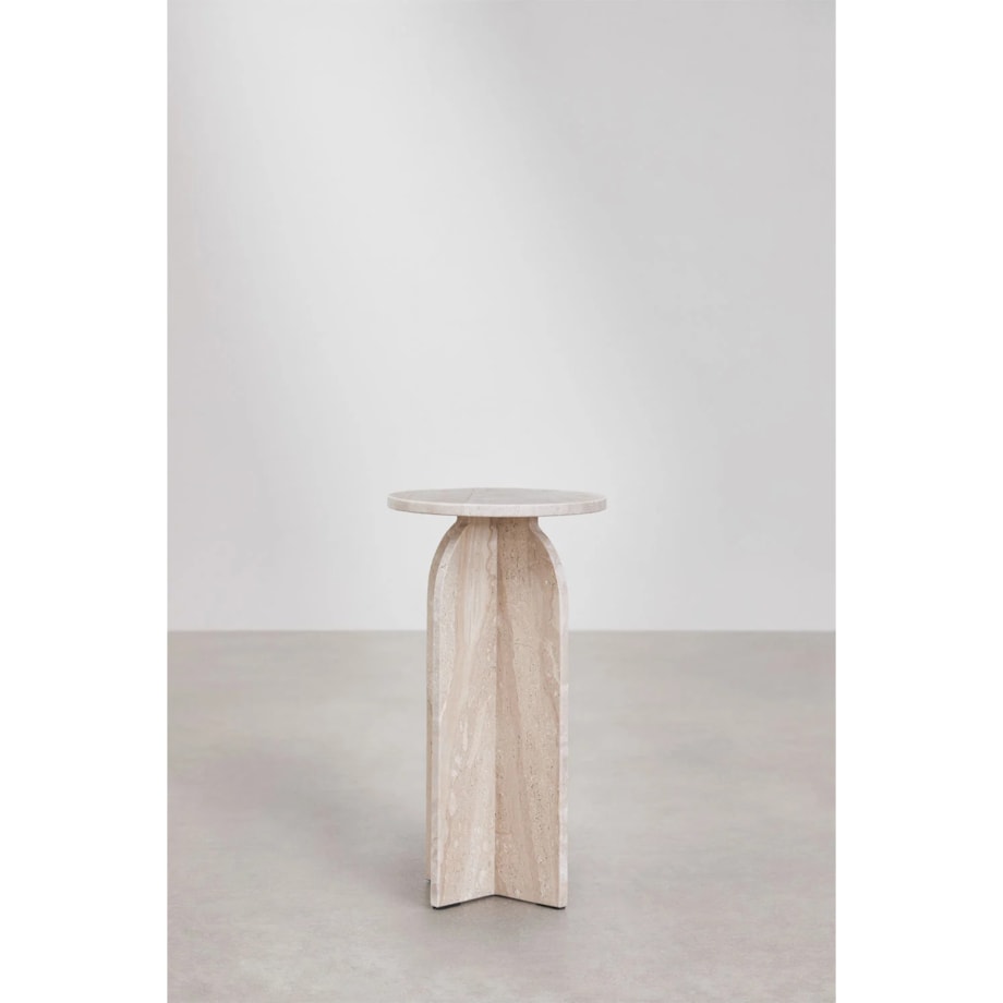 Okrągły stolik pomocniczy Ø30 cm z marmuru Graham kremowo-beżowy