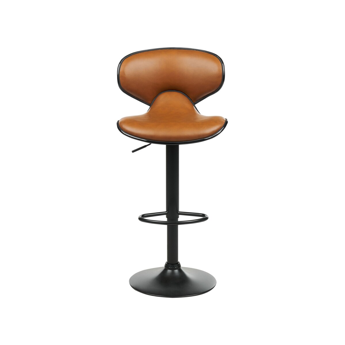 Zestaw 2 hokerów barowych regulowanych ekoskóra brązowy CONWAY II