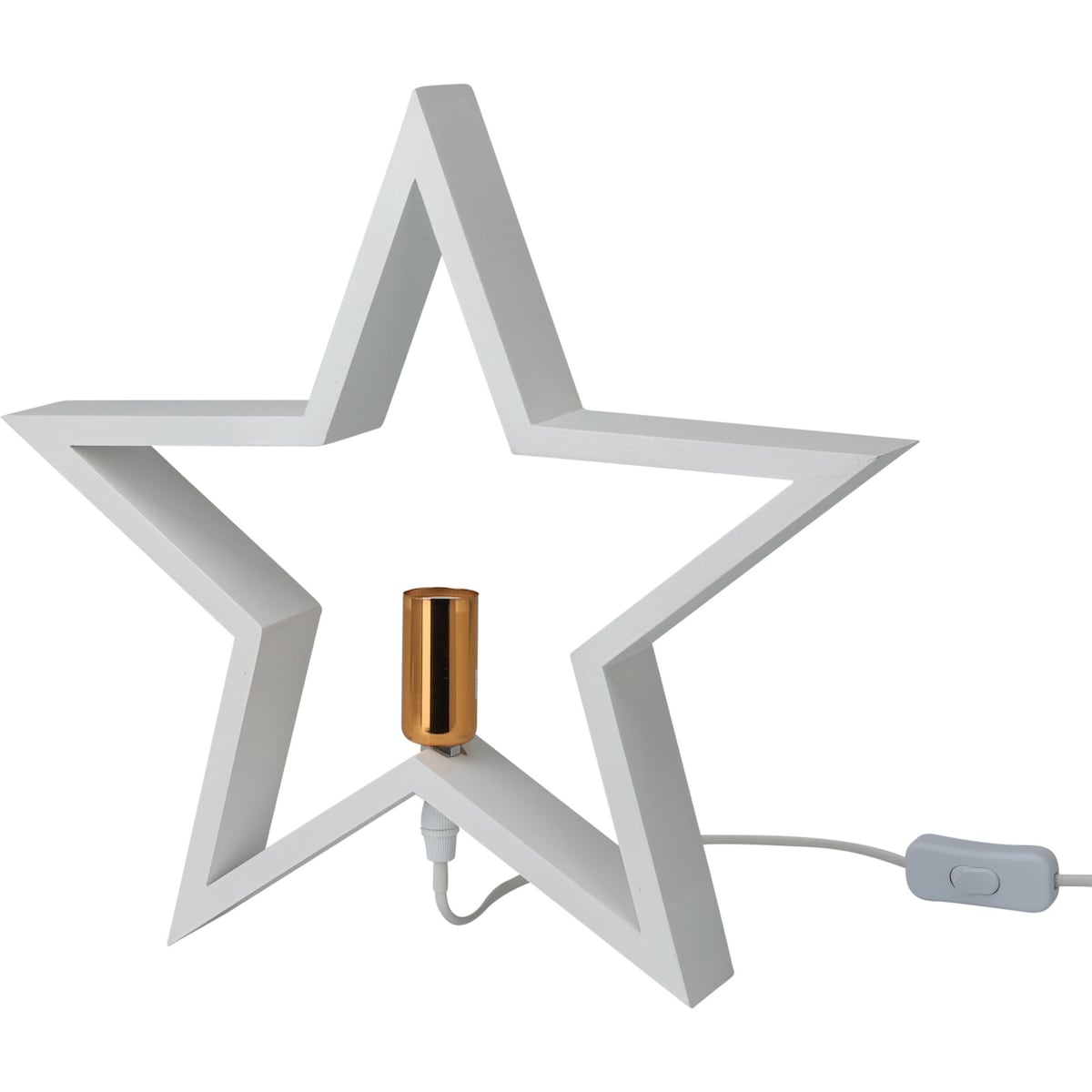 Lampka bożonarodzeniowa STAR, 35 cm, kolor biały, drewno