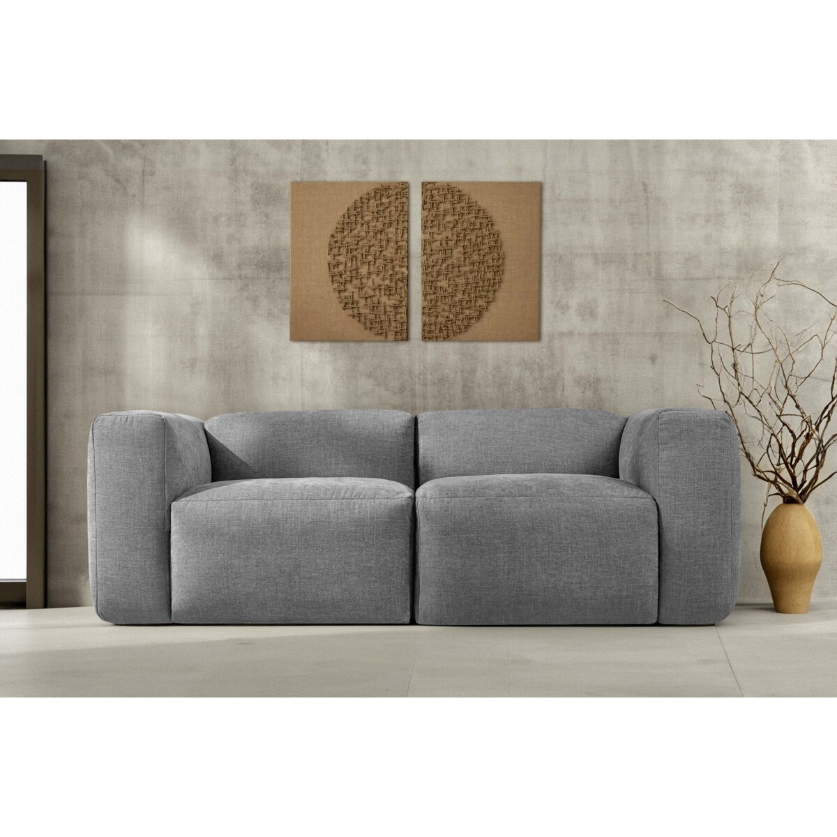 KONSIMO BUFFO 2-osobowa sofa z niezwykle miękkim i wygodnym siedziskiem, kolor jasny popielaty