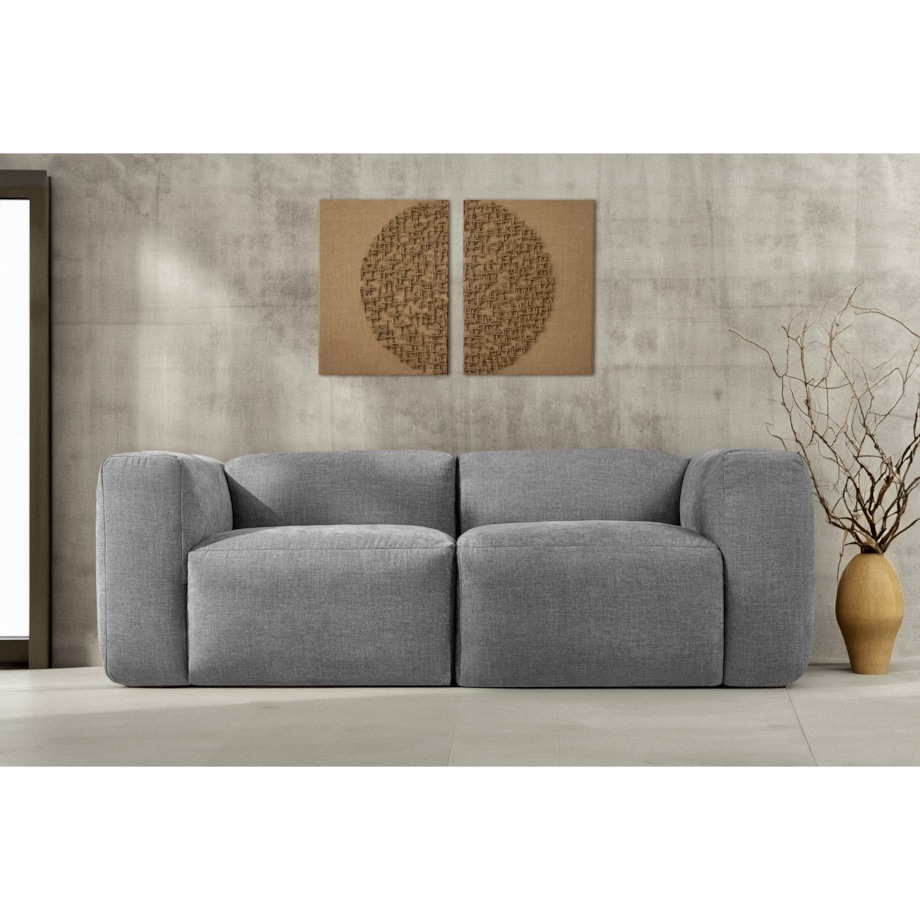 KONSIMO BUFFO 2-osobowa sofa z niezwykle miękkim i wygodnym siedziskiem, kolor jasny popielaty