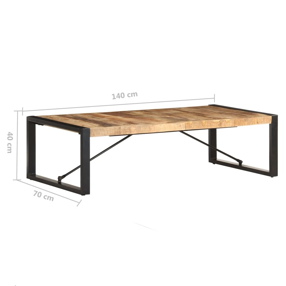 vidaXL Stolik kawowy, 140 x 70 x 40 cm, surowe drewno mango